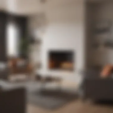 Inviting small living room design featuring a minimalist fireplace and furniture