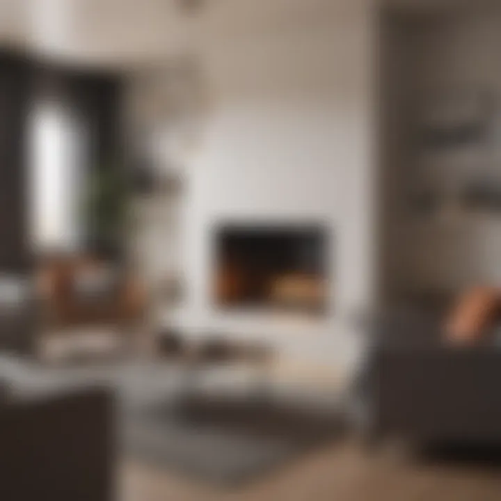 Inviting small living room design featuring a minimalist fireplace and furniture
