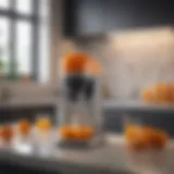 A sleek, modern electric orange juice squeezer on a kitchen countertop.