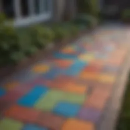 A beautifully painted patio paver showcasing vibrant colors