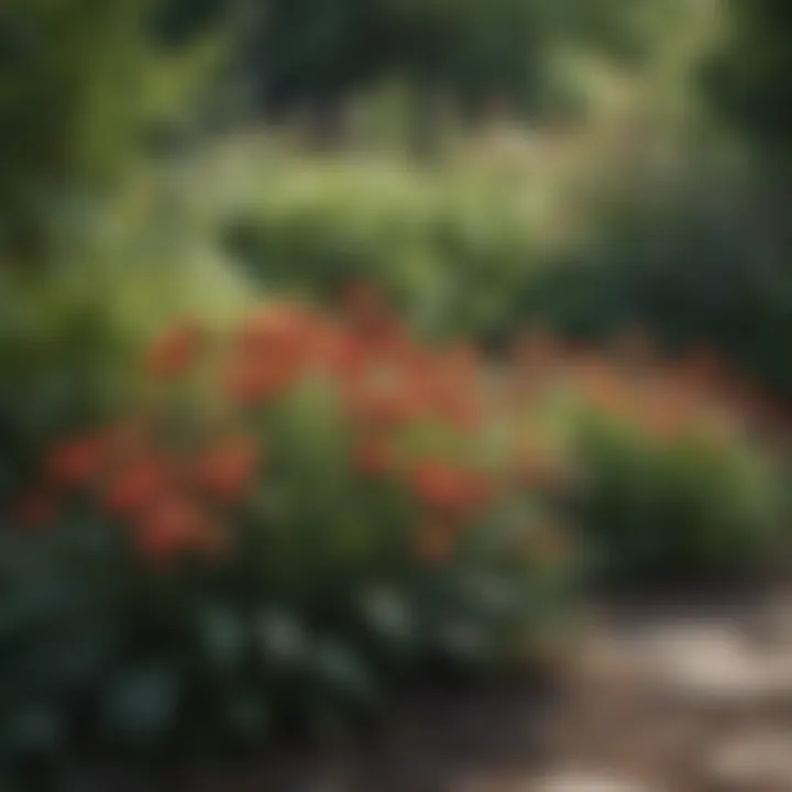 Close-up of a thriving perennial garden with diverse plants