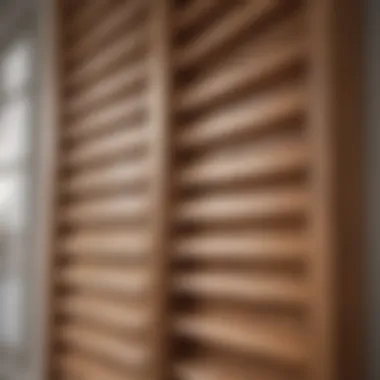 Close-up of wooden plantation shutters