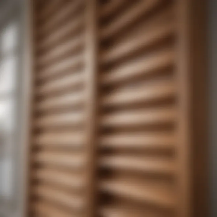 Close-up of wooden plantation shutters