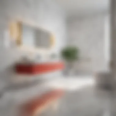 Stylish color coordination with white marble floors