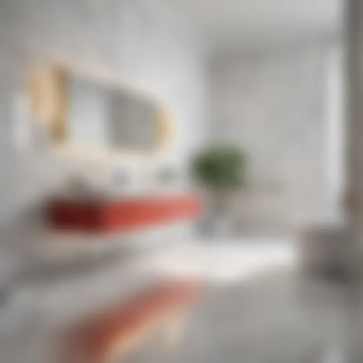 Stylish color coordination with white marble floors