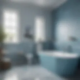 Elegant bathroom featuring soft blue tones