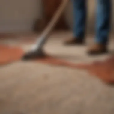 Old carpet being removed