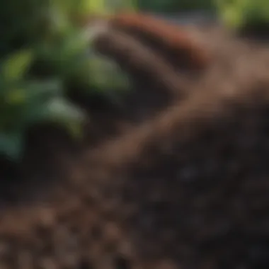 A lush garden bed featuring rich, dark mulch covering the soil.