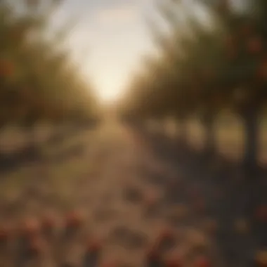 Rural landscape with a variety of fruit orchards