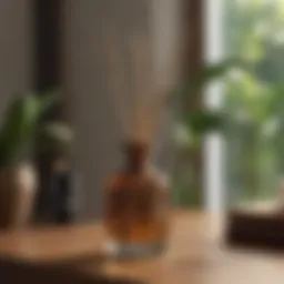 Elegant sandalwood reed diffuser in a stylish interior setting