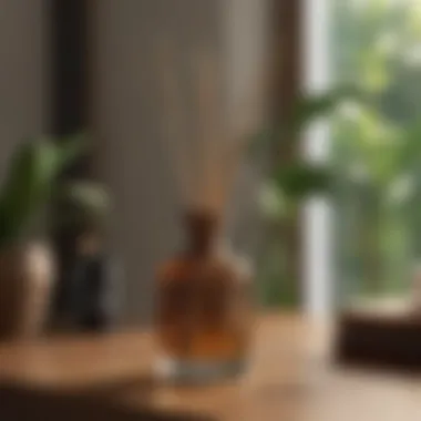 Elegant sandalwood reed diffuser in a stylish interior setting