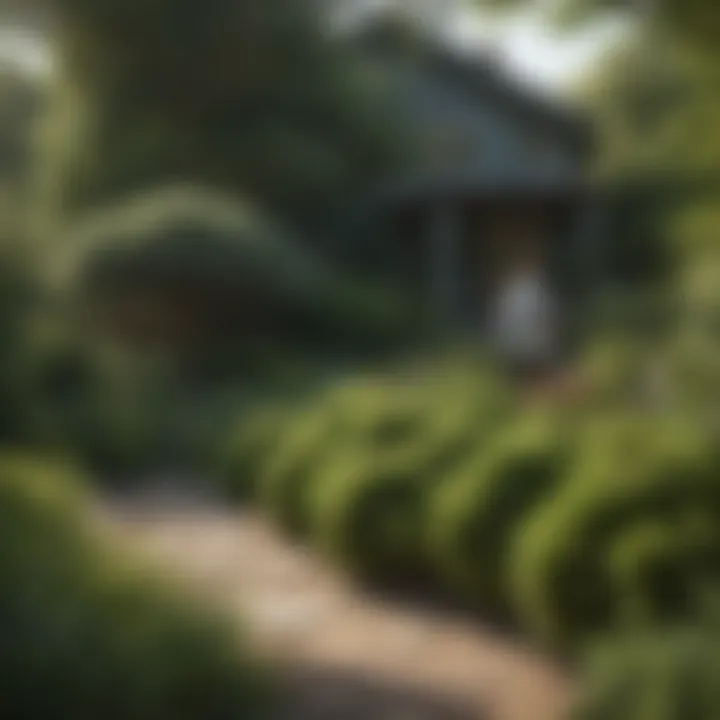 Homeowner selecting the right dense shrubs for their garden