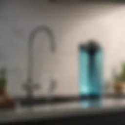 A detailed view of a countertop water filter showcasing its sleek design and functionality.