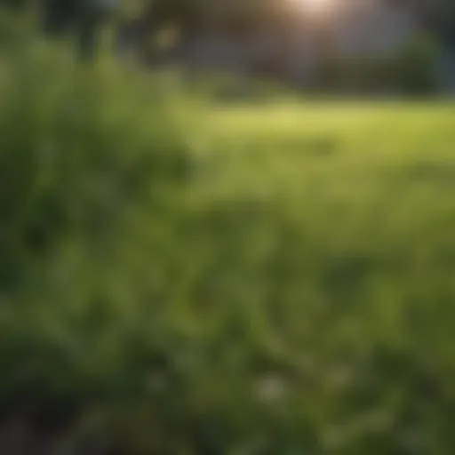 Vibrant green grass lawn nurtured with spring fertilizer