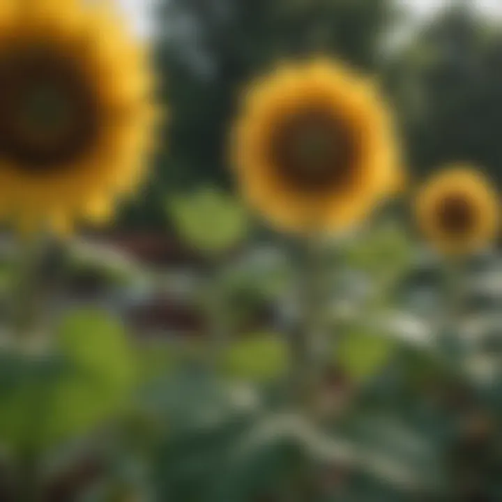 Healthy sunflower plants thriving in a garden