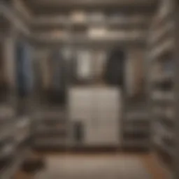 Organized closet with labeled bins