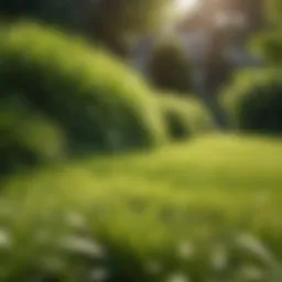 Lush green lawn with healthy grass blades