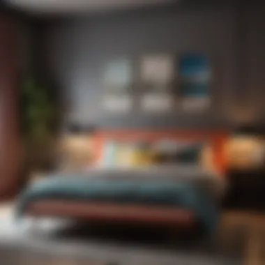 Colorful and tasteful decor choices in a guest bedroom
