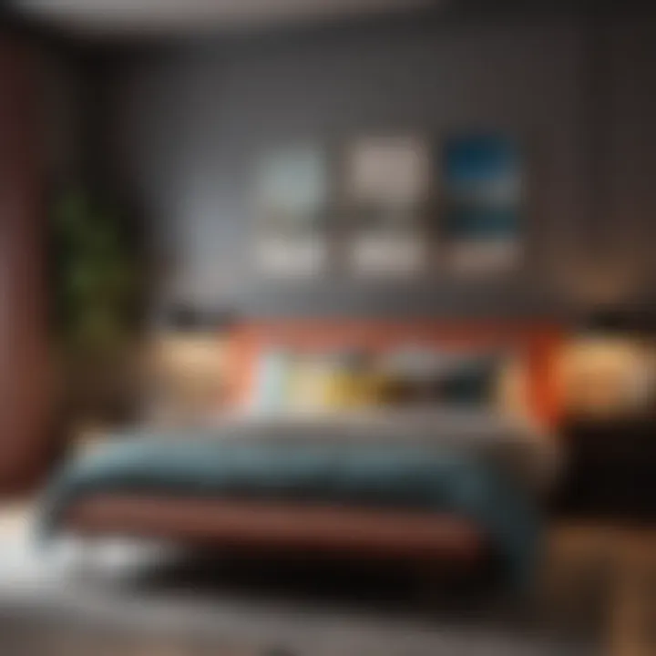 Colorful and tasteful decor choices in a guest bedroom