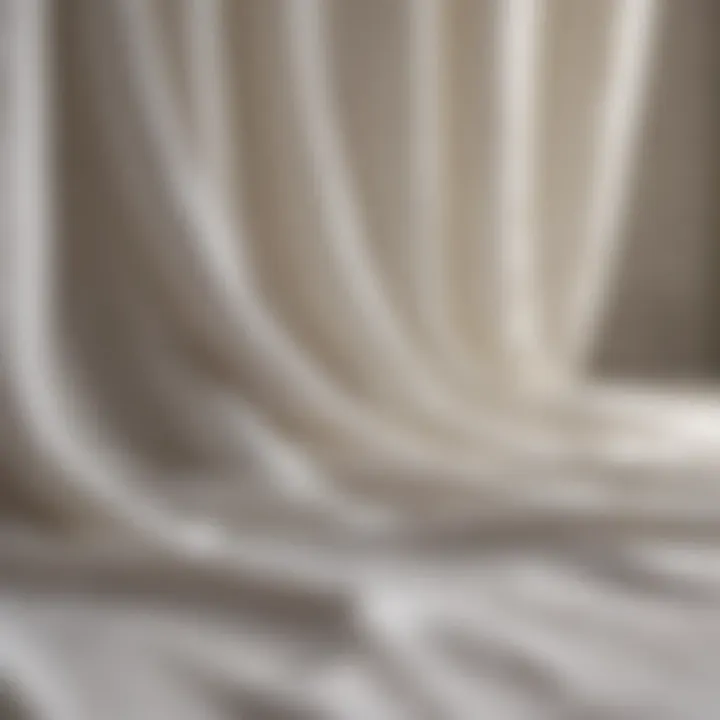 Close-up of textured white fabric used for curtains