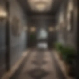 Elegant hallway featuring a modern design with artistic wall decor