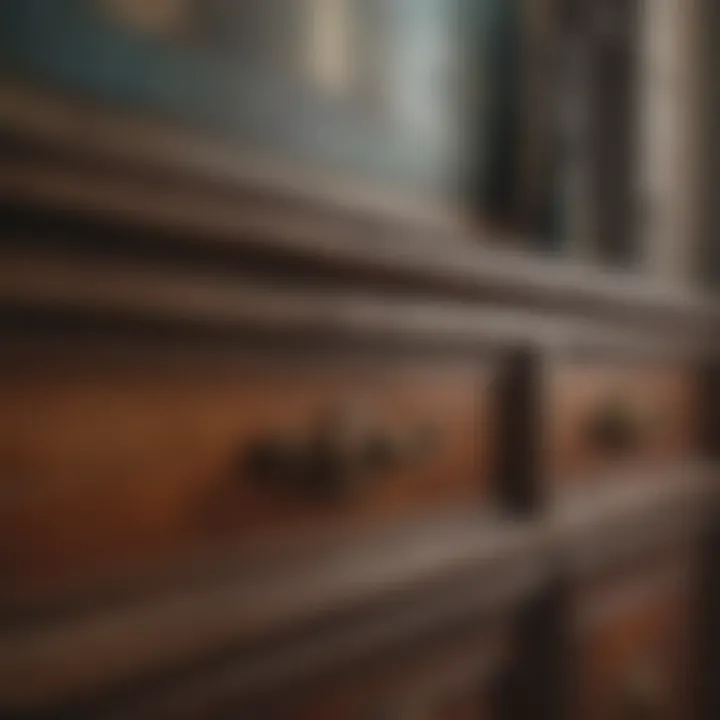 Close-up of advanced painting technique on cabinet interior