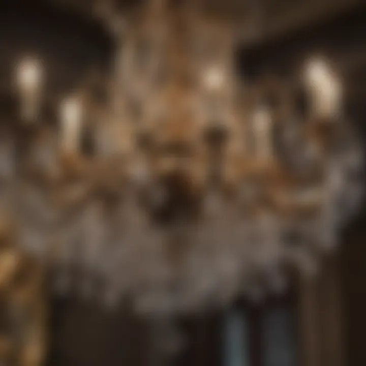 Close-up of intricate chandelier detailing and craftsmanship