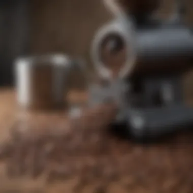 An assortment of coffee beans next to a grinder, emphasizing the relationship between grind consistency and flavor.