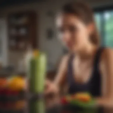 User enjoying a nutritious smoothie made with an individual blender.