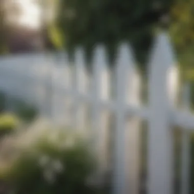 Close-up of a sustainably made white fence with floral accents