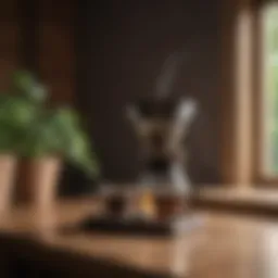 Elegant pour over set on a wooden table