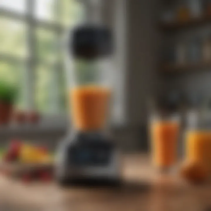 Demonstration of a blender's blending power with vibrant smoothie in action