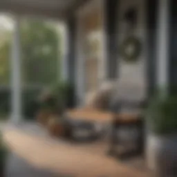 Elegant front porch with a stylish rocker bench