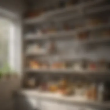 Aesthetic arrangement of pantry items, enhancing kitchen decor.