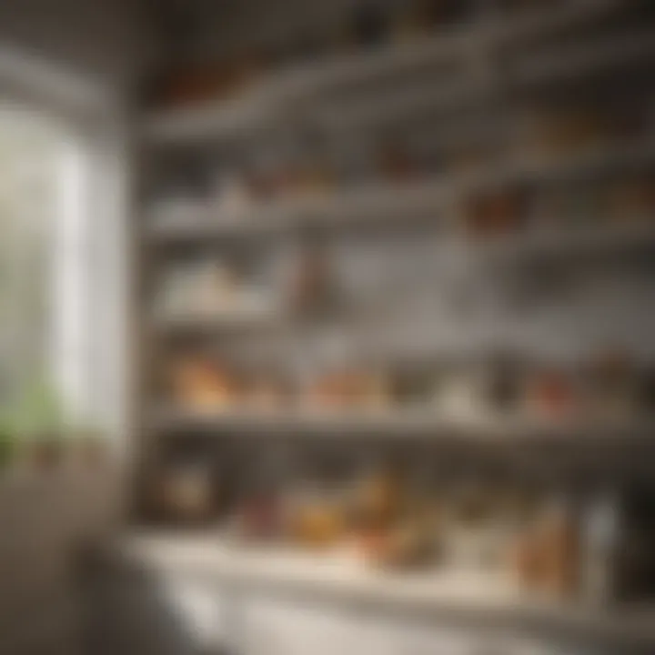 Aesthetic arrangement of pantry items, enhancing kitchen decor.