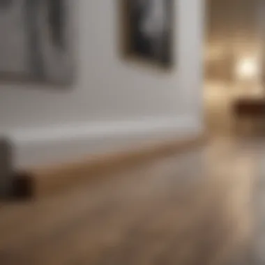 Wooden Baseboard in Modern Bedroom Elegant wooden baseboard enhancing bedroom decor