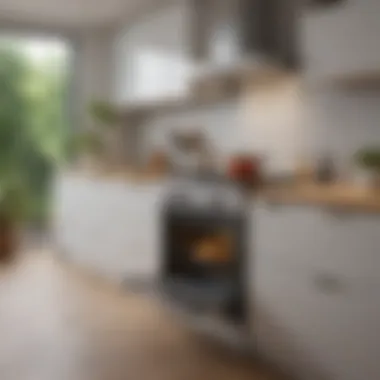 A contemporary kitchen featuring both an air fryer and a stove