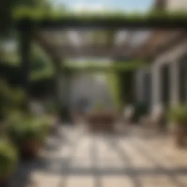 Aesthetic design elements of a pitched pergola with plants