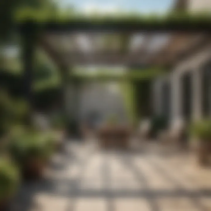 Aesthetic design elements of a pitched pergola with plants