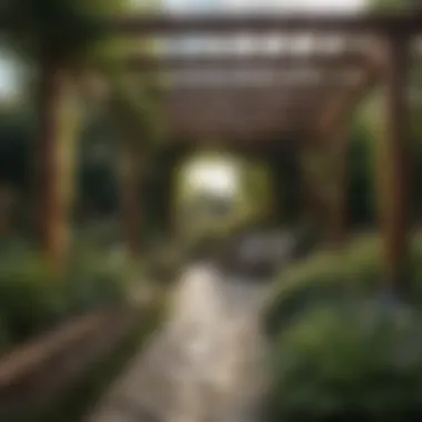 Harmonizing with Garden Styles Pitched pergola integrated into a diverse garden style
