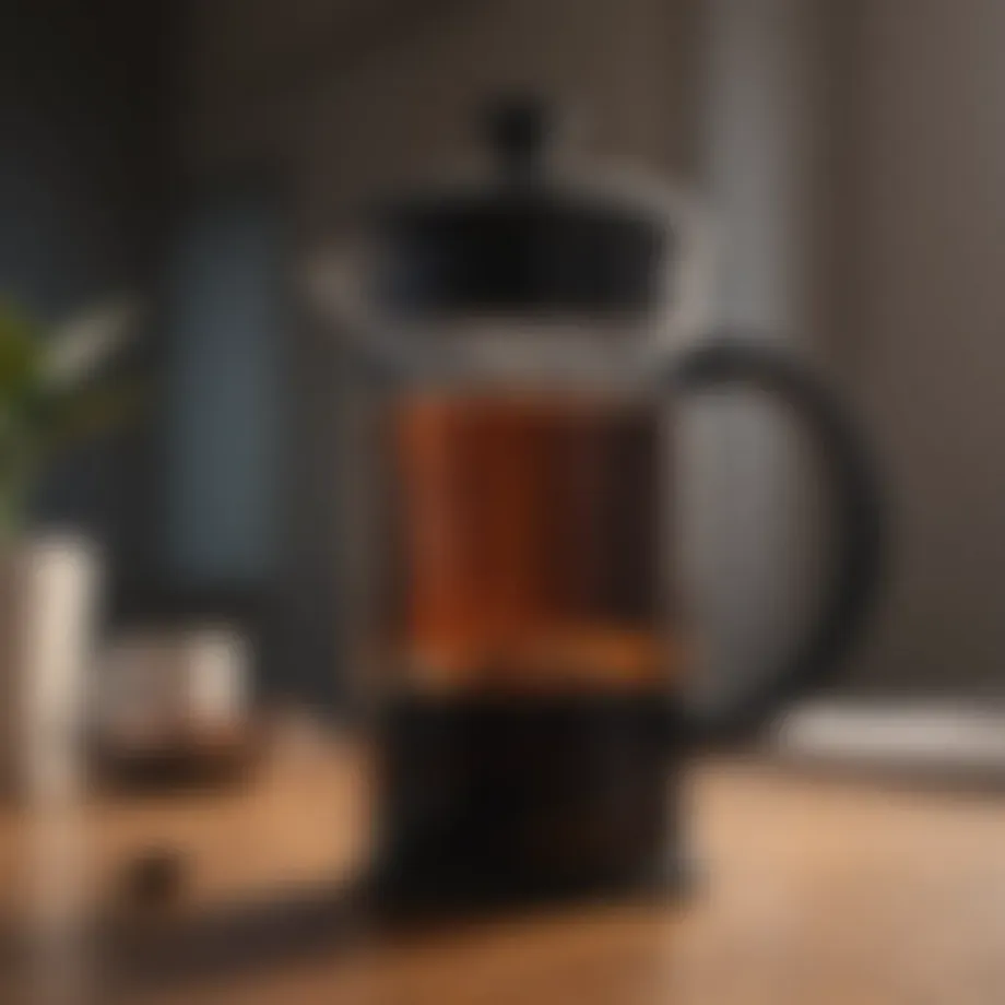 Elegant French press showcasing its sleek design