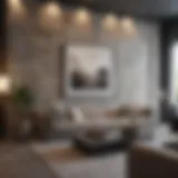 Elegant living room featuring a stunning stone accent wall