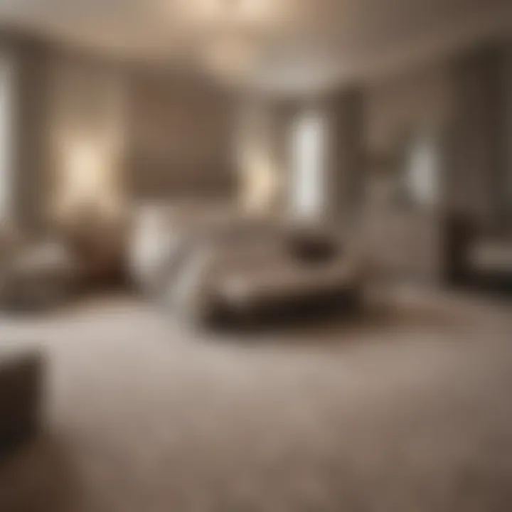 Cozy bedroom with a soft carpet enhancing comfort and warmth