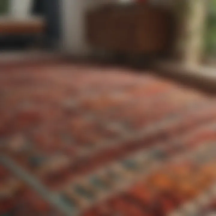 Close-up of a sustainably sourced carpet showcasing intricate patterns