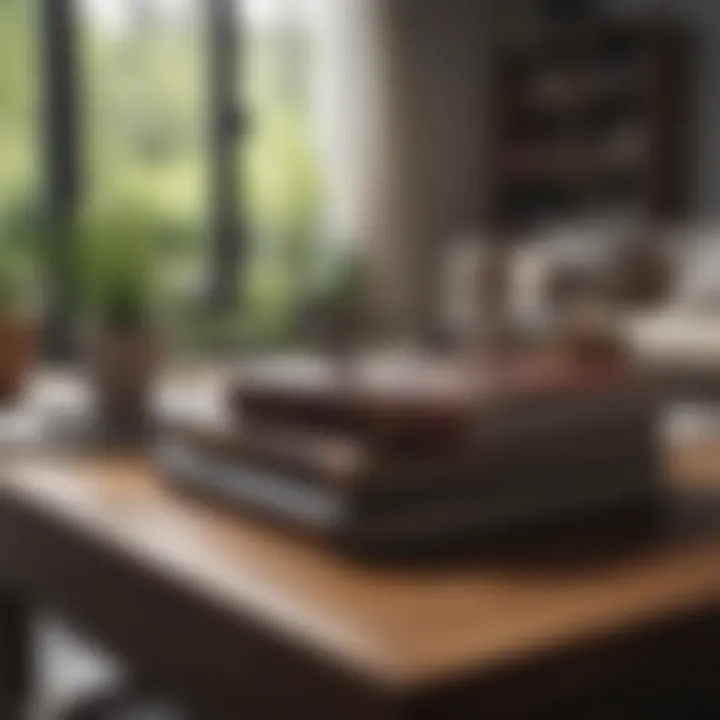 Stylish combination of books and decorative objects on a coffee table