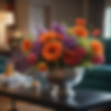 Colorful floral arrangement enhancing a coffee table's appeal