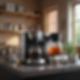 Showcasing various thermal carafes next to coffee makers