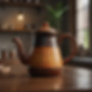 Artisan ceramic coffee pot with unique craftsmanship