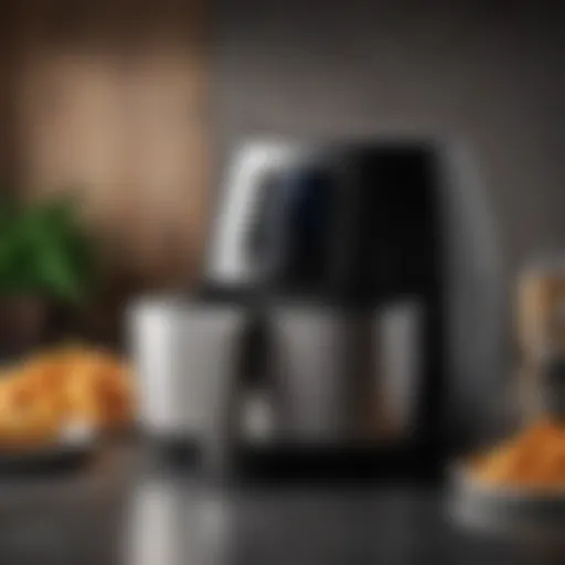 Overview of a large air fryer showcasing its sleek design and interface