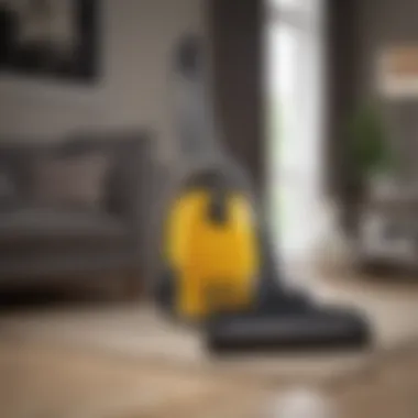 Elegant bagged vacuum cleaner in a modern living room setting